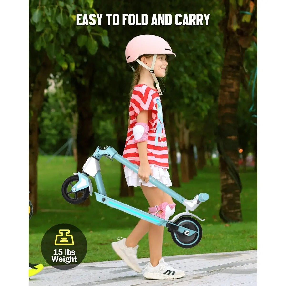Scooter Eléctrico Niños 6 A 12 Años Plegable Luces Led