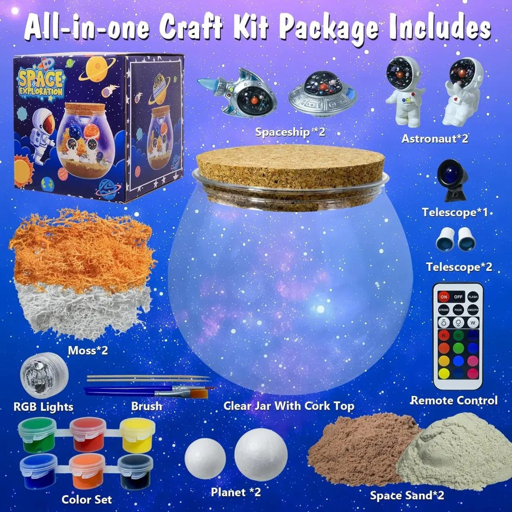 Kit Terrario Luminoso Astronautas Niños Juguetes Espacio Diy