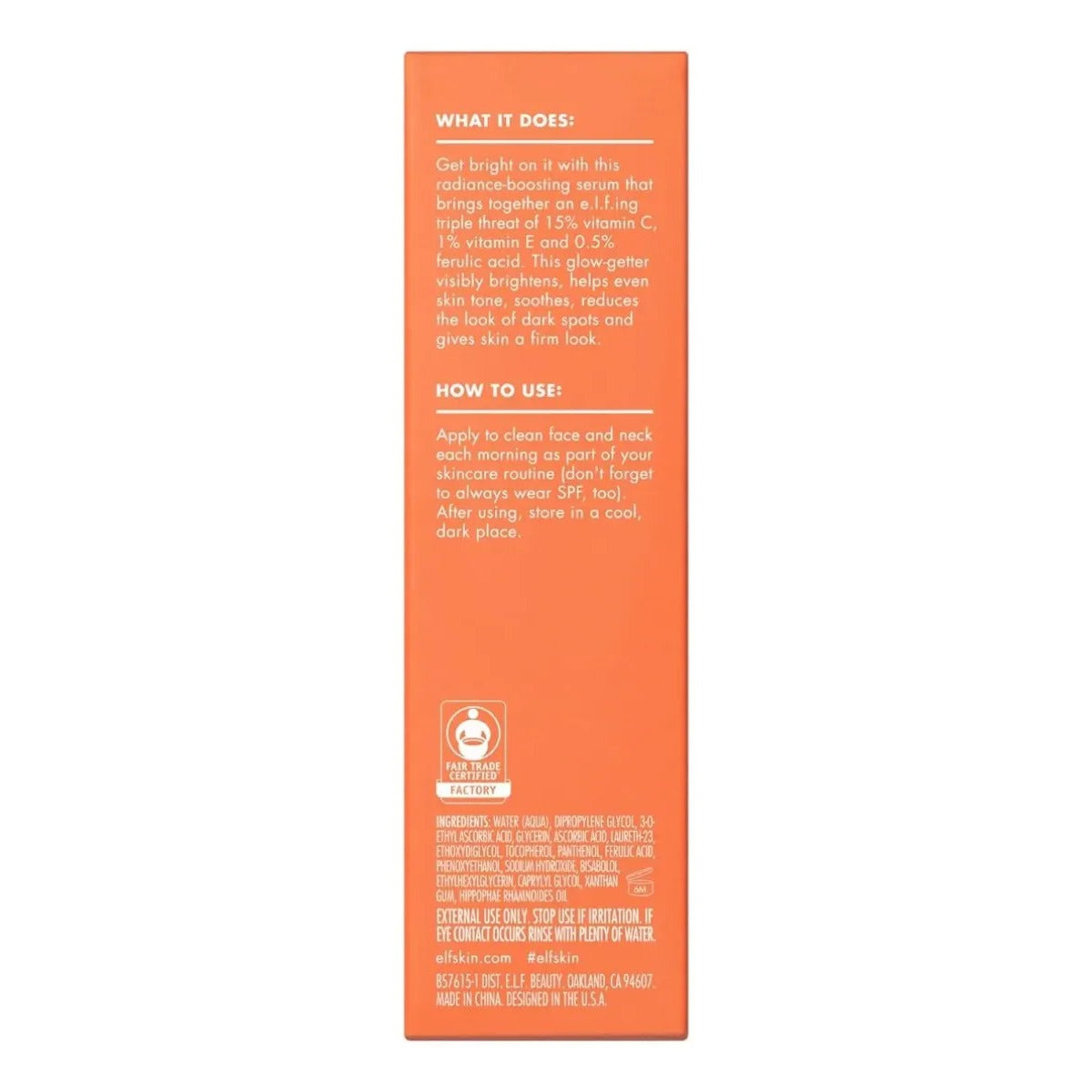 Suero Facial E.l.f Bright Icon Vitamina C E Ferulico 30 Ml