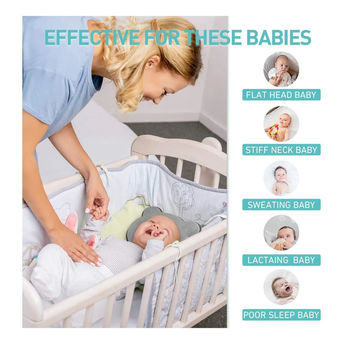 Almohada Moldeadora De Cabeza De Bebé Previene Plagiocefalia