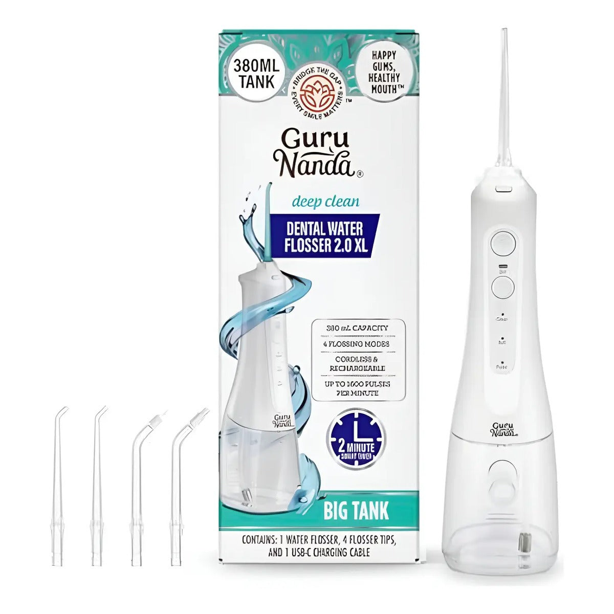 Irrigador Dental Portatil Xl 380 Ml Con Temporizador