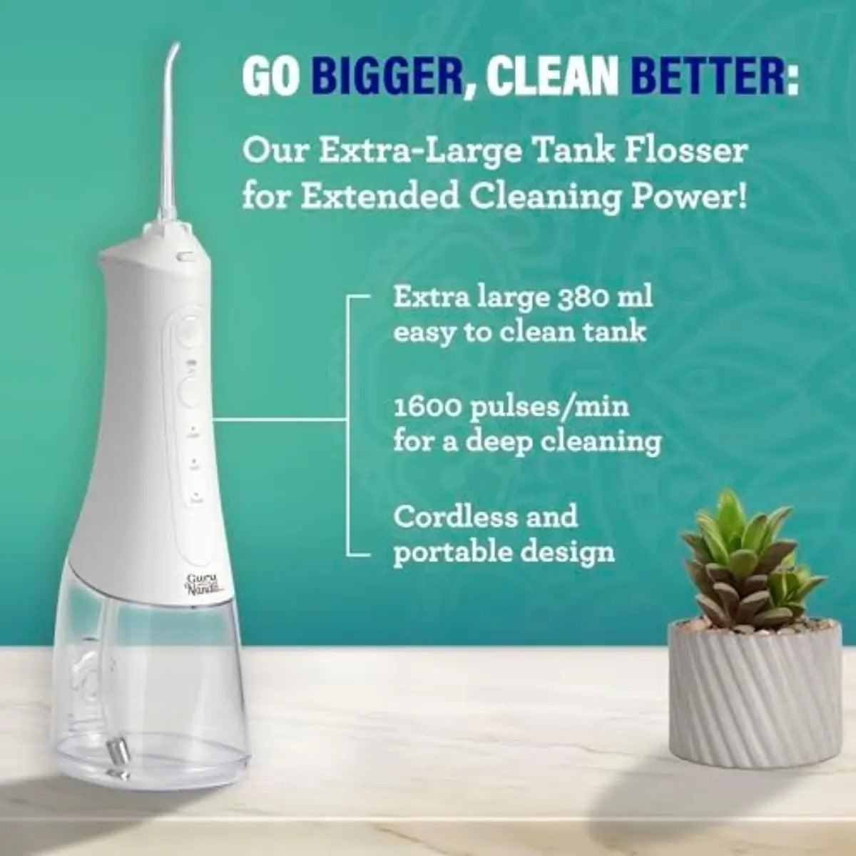Irrigador Dental Portatil Xl 380 Ml Con Temporizador