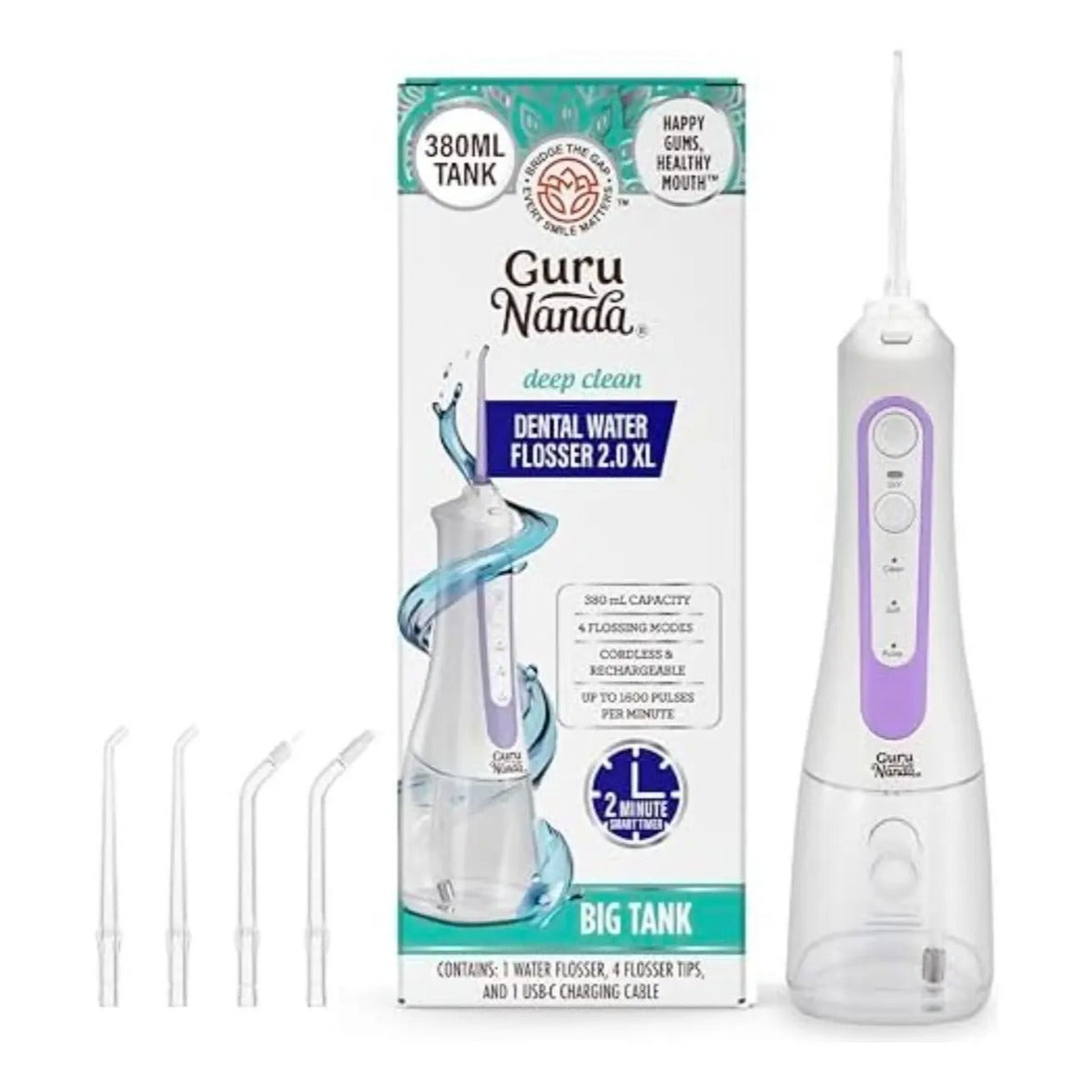 Irrigador Dental Portatil Xl 380 Ml Con Temporizador