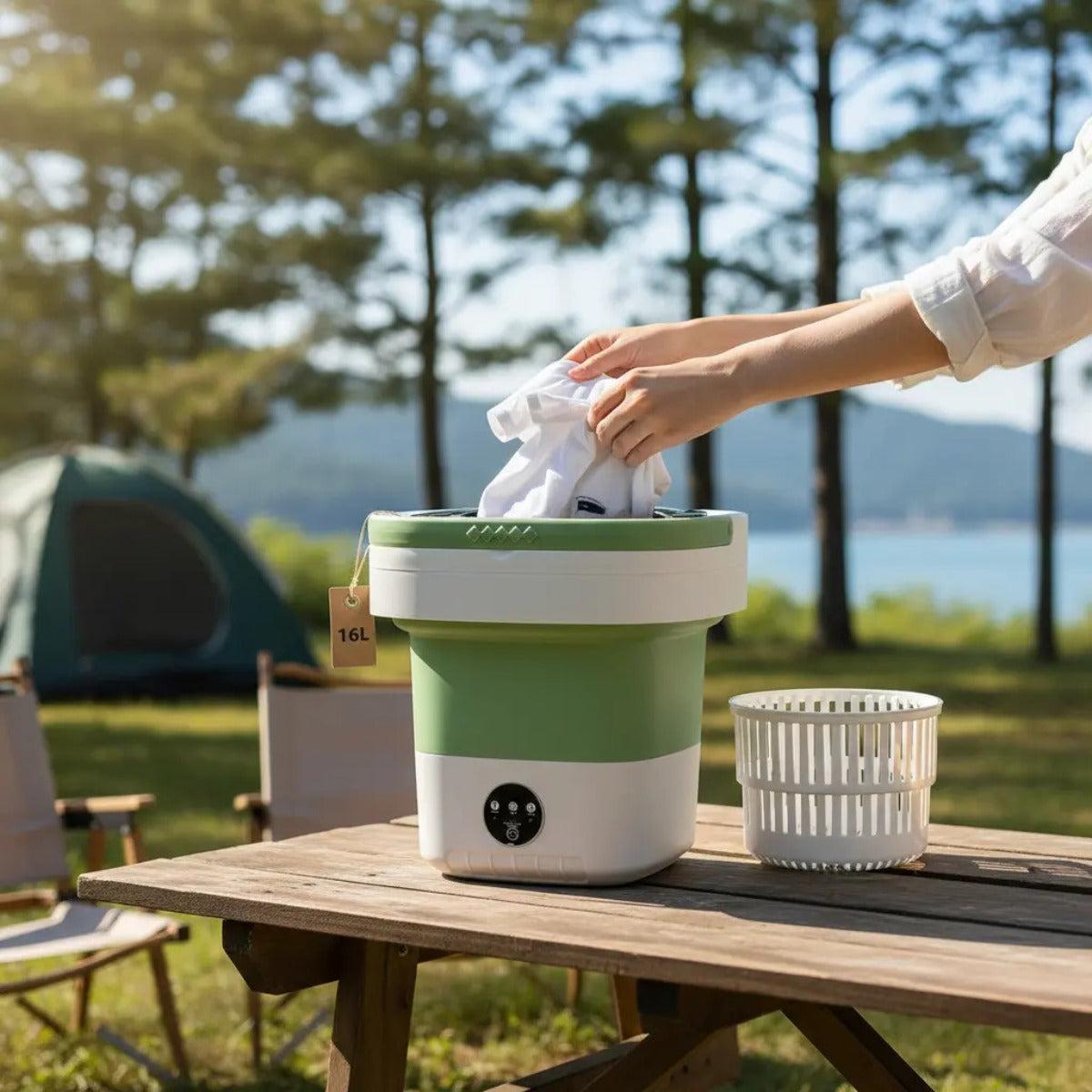 Lavadora Portátil 16l Plegable Ropa Ligera Camping Hogar