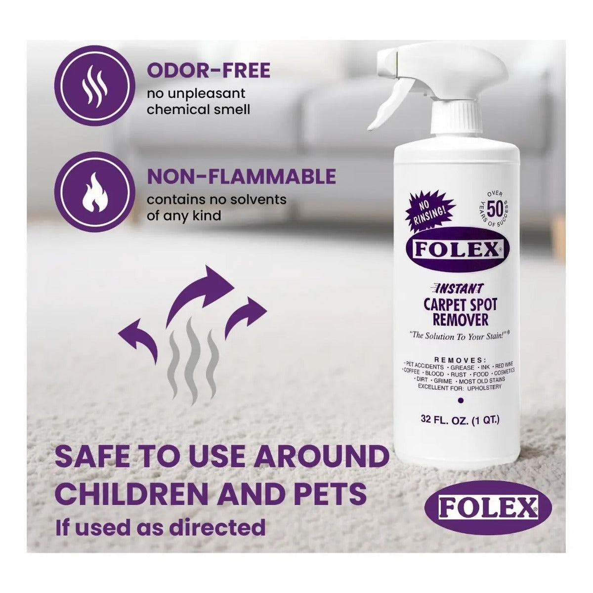 Limpiador Alfombras Folex 32 Oz Elimina Manchas Eficaz