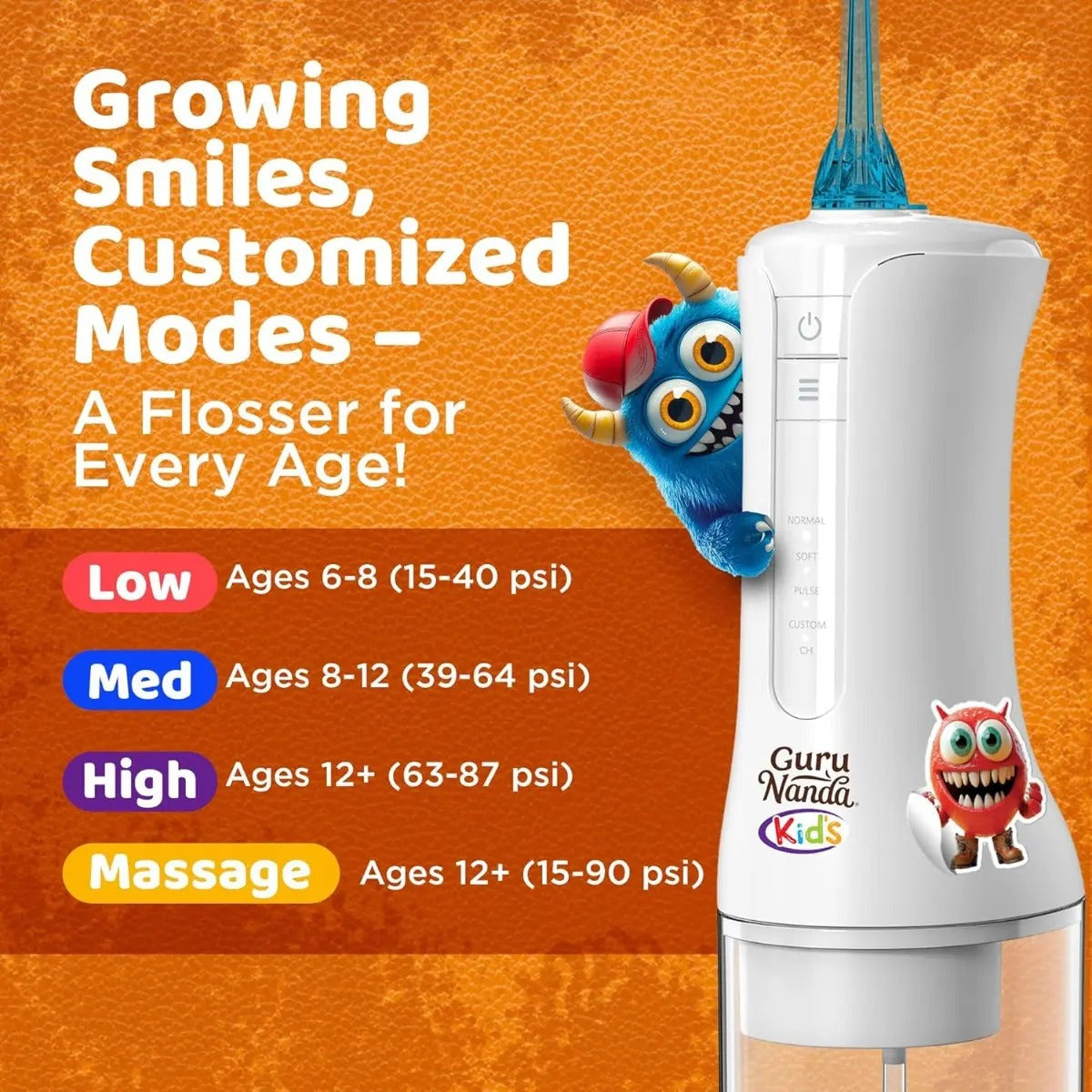 Irrigador Dental Infantil Portátil 4 Modos Gurunanda