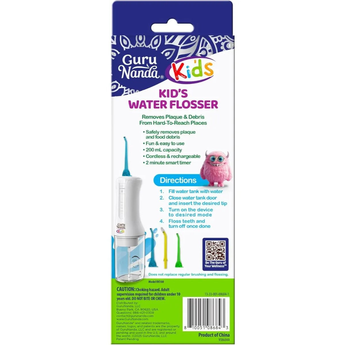 Irrigador Dental Infantil Portátil 4 Modos Gurunanda