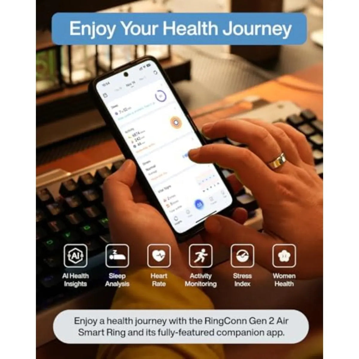 Anillo Inteligente Ringconn Gen 2 Salud Sueño Sin Cuotas App