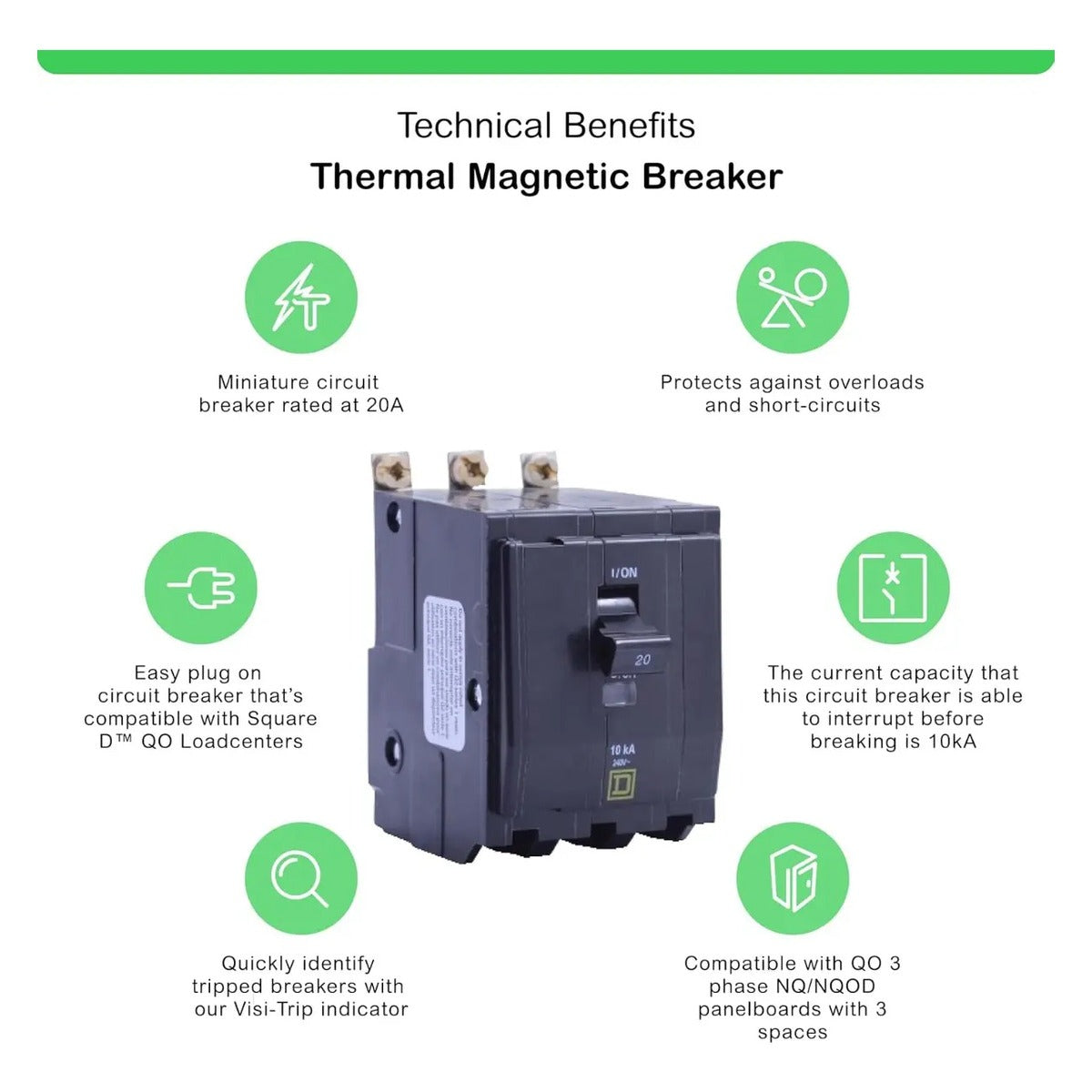Interruptor Square D Qo320cp 20 Amp 3 Polos