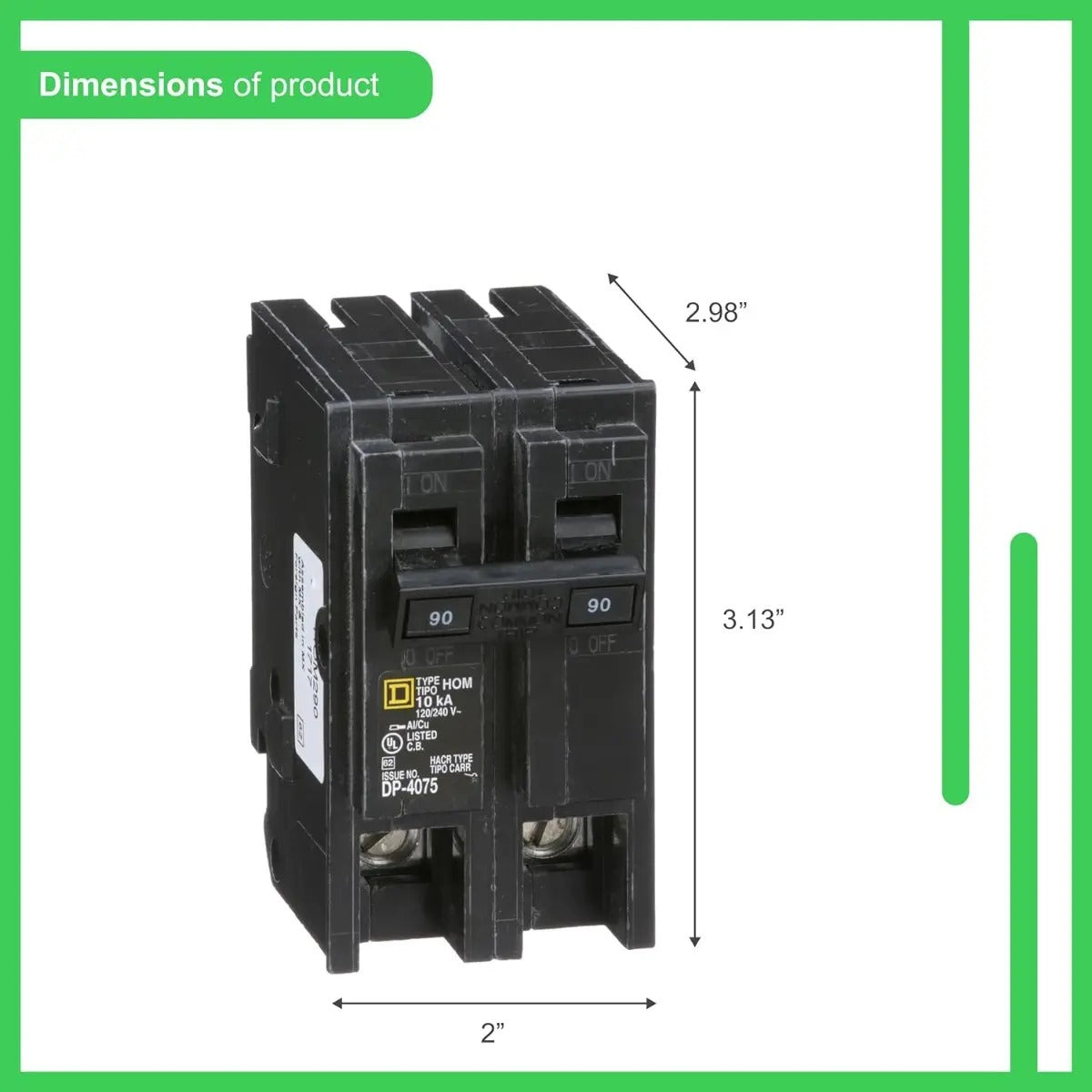 Interruptor 90a Doble Polo Square D Homeline Seguro