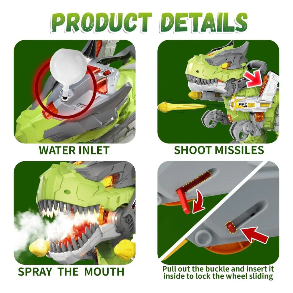 Carro Eléctrico Dinosaurio Niños Juguete Música Luces Humo
