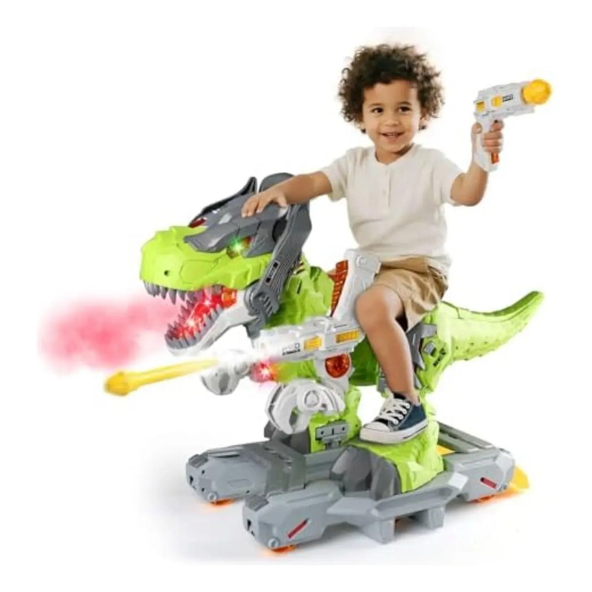 Carro Eléctrico Dinosaurio Niños Juguete Música Luces Humo