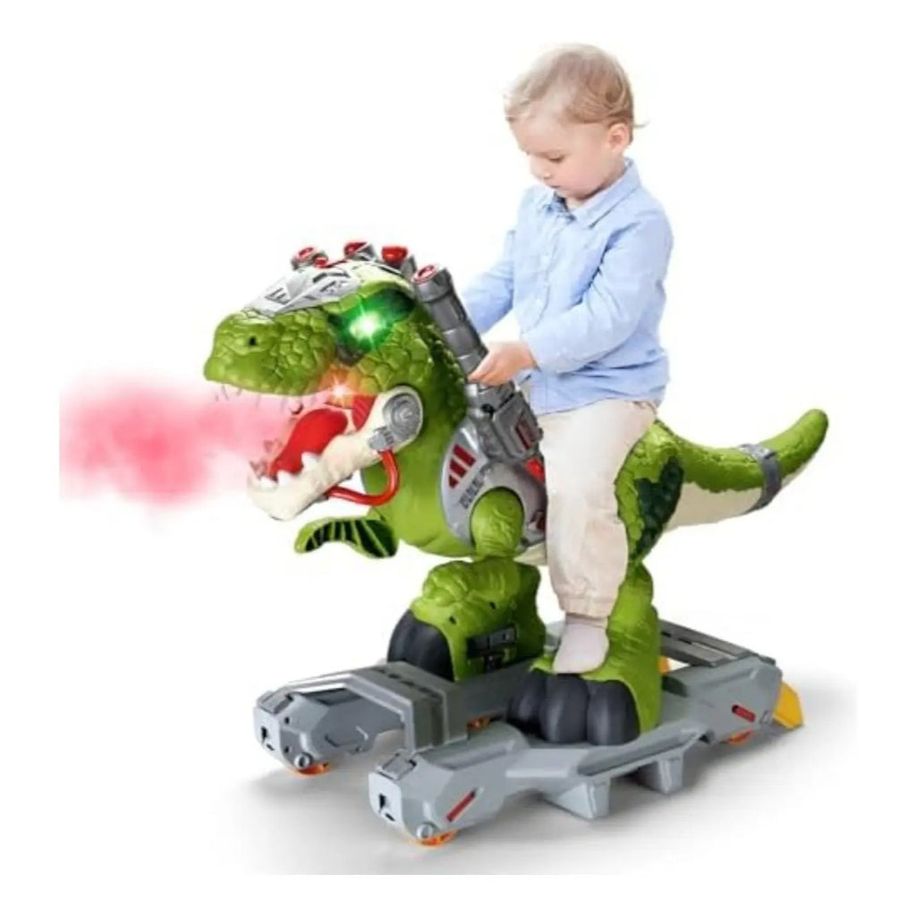 Carro Eléctrico Dinosaurio Niños Juguete Música Luces Humo