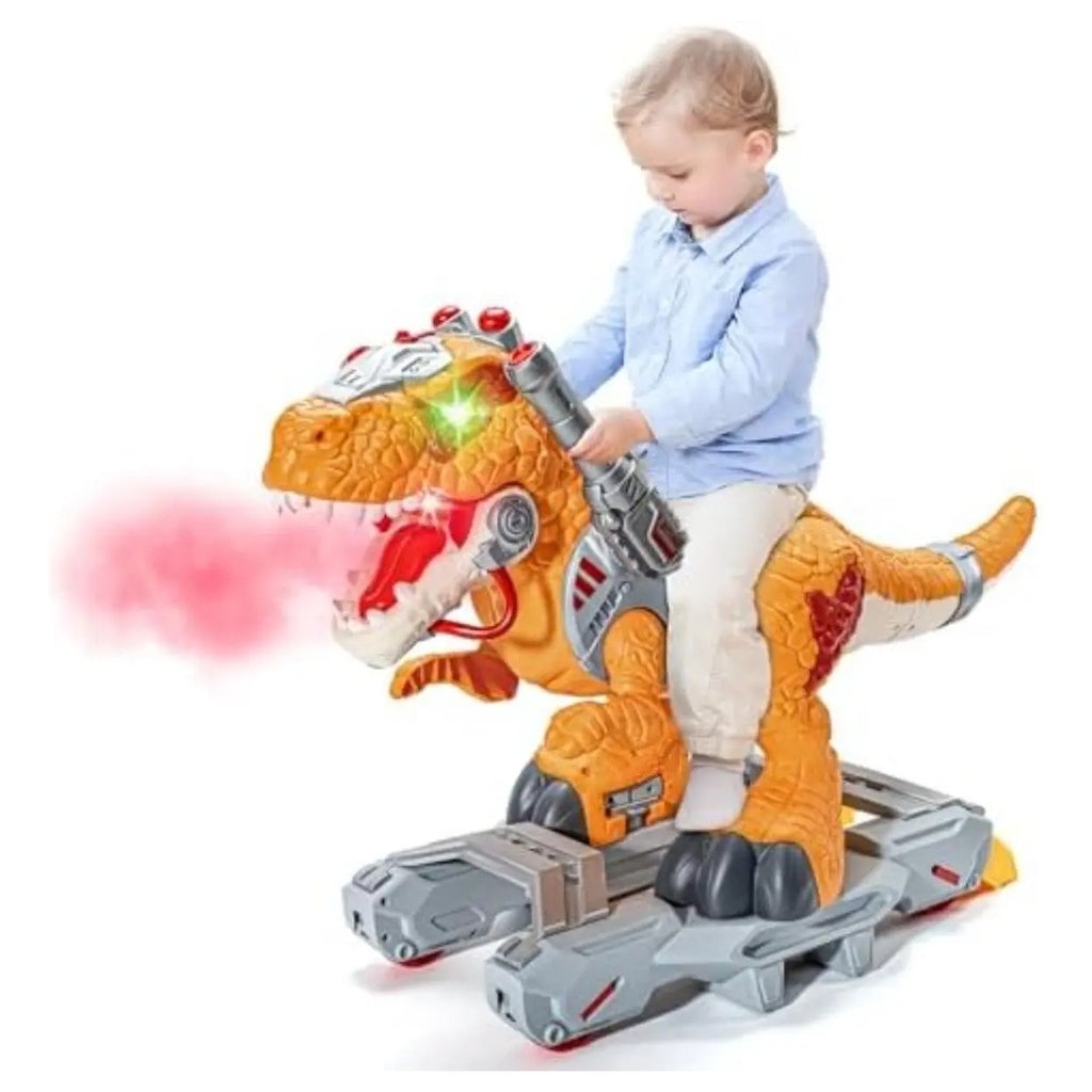 Carro Eléctrico Dinosaurio Niños Juguete Música Luces Humo