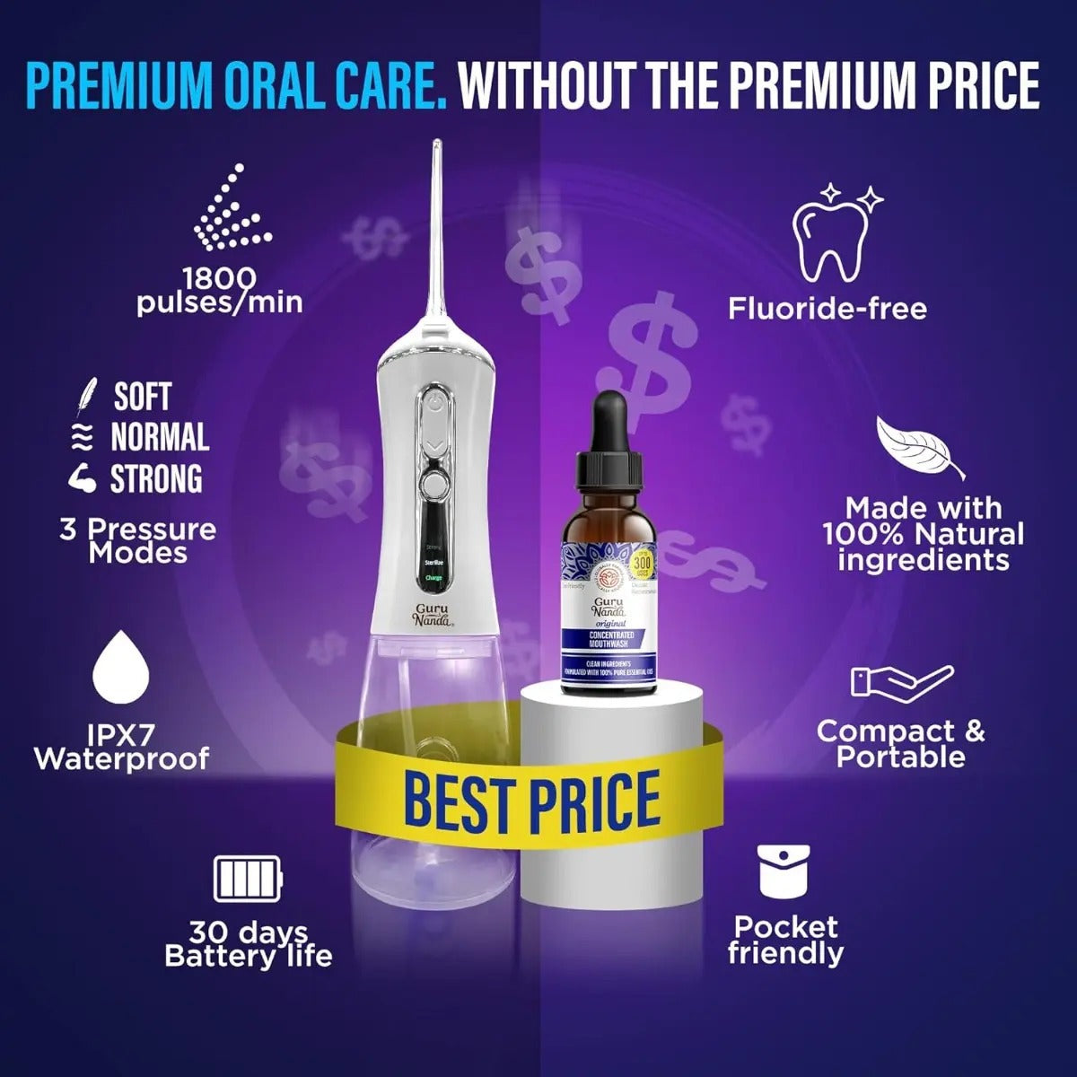 Irrigador Dental Uv Con Enjuague Concentrado Gurunanda