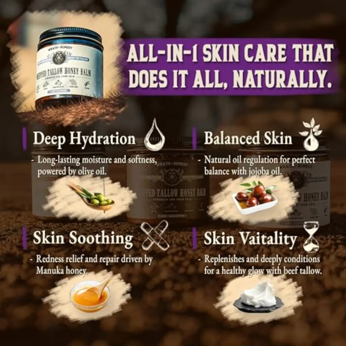 Bálsamo Sensitive Skin Orgánico 113g Sebo Y Miel Natural