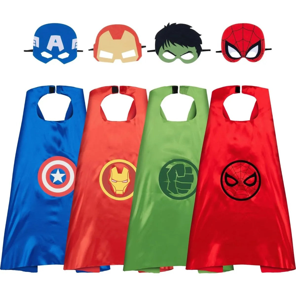 Set Capas Y Mascaras Marvel Avengers Superheroes 4 Piezas