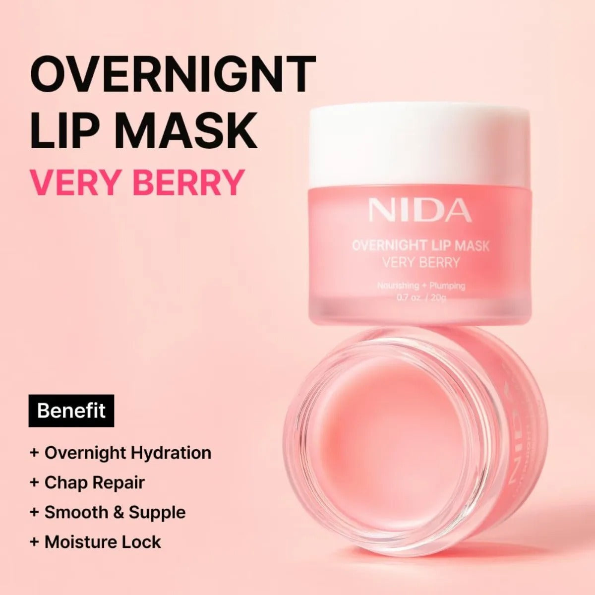 Mascara De Noche Para Labios Nida Very Berry Hidratante 20g