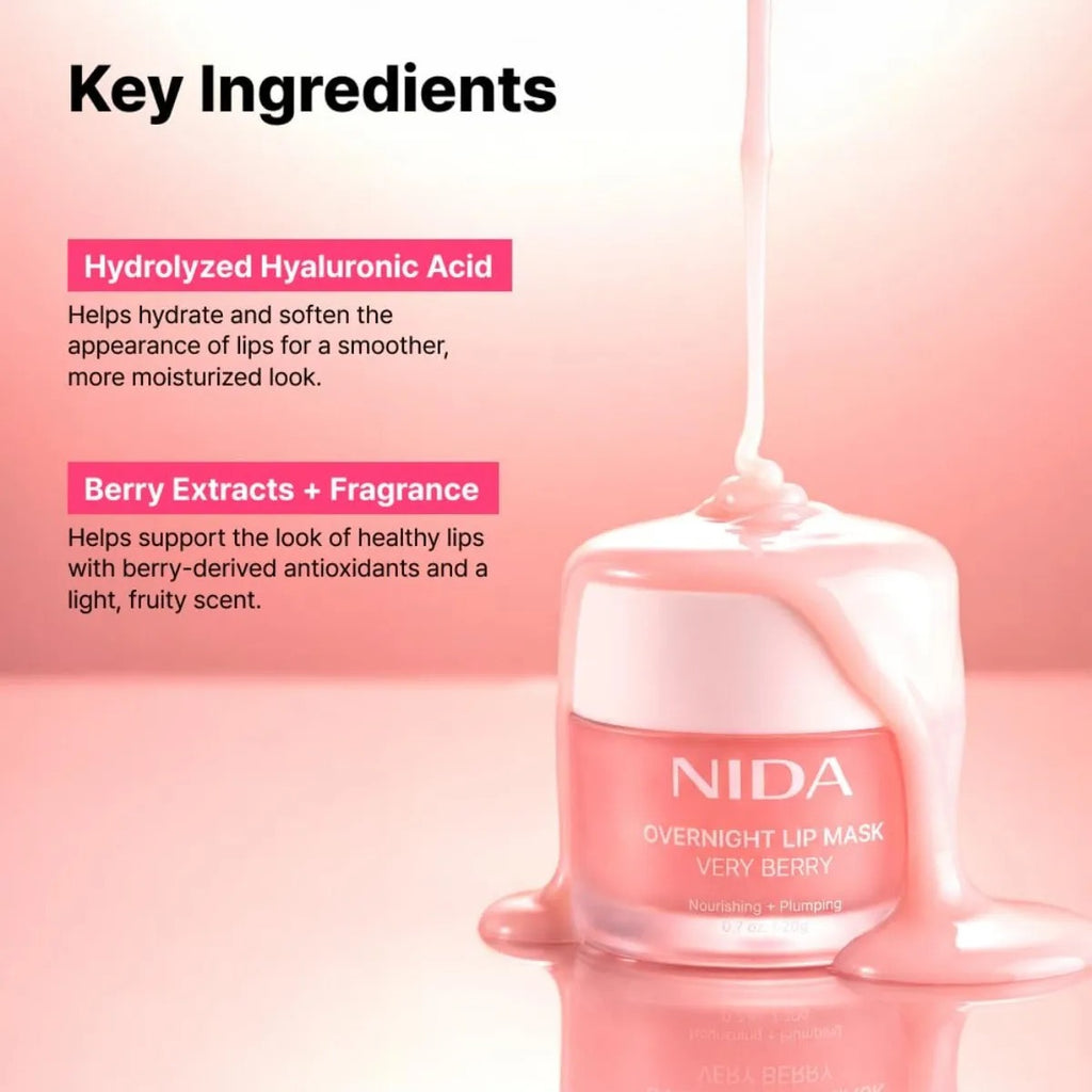 Mascara De Noche Para Labios Nida Very Berry Hidratante 20g