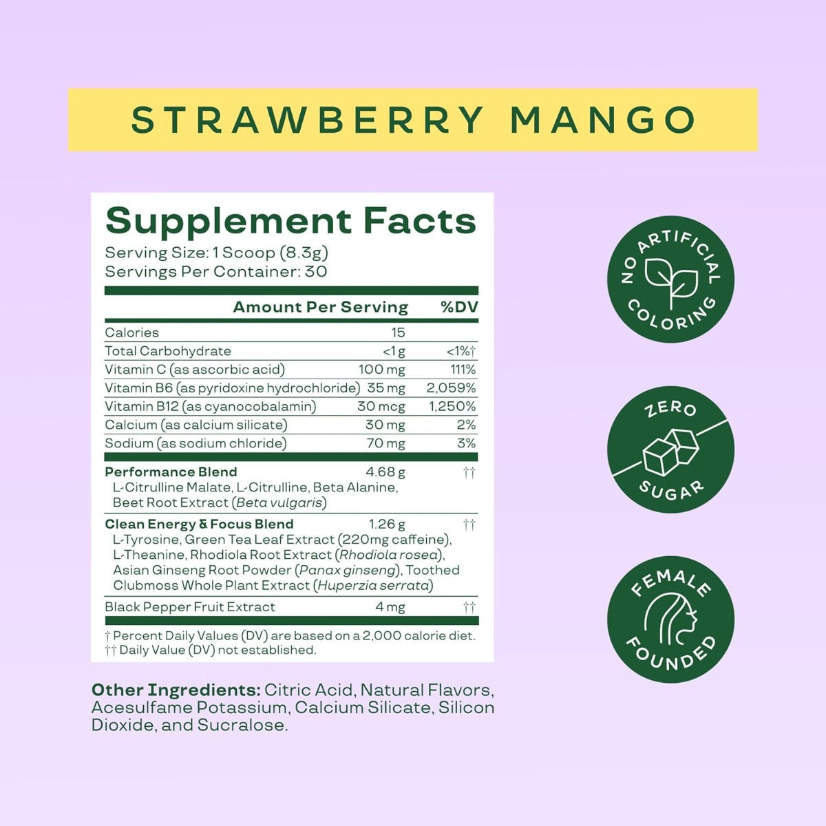 Pre Workout Alta Energía Fresa Mango Keto Sin Azúcar