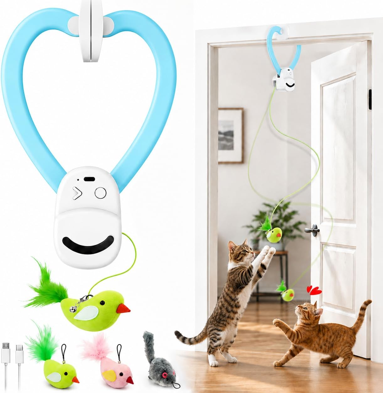 Juguete Para Gatos Pluma Voladora Recargable Usb Aoioploa