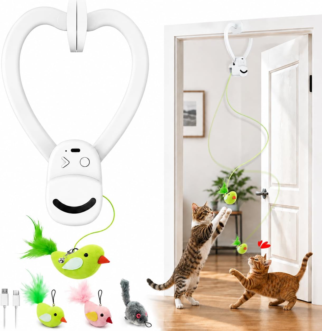 Juguete Para Gatos Pluma Voladora Recargable Usb Aoioploa