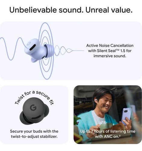 Google Pixel Buds 2a Bluetooth Cancelacion Ruido Bateria 20h