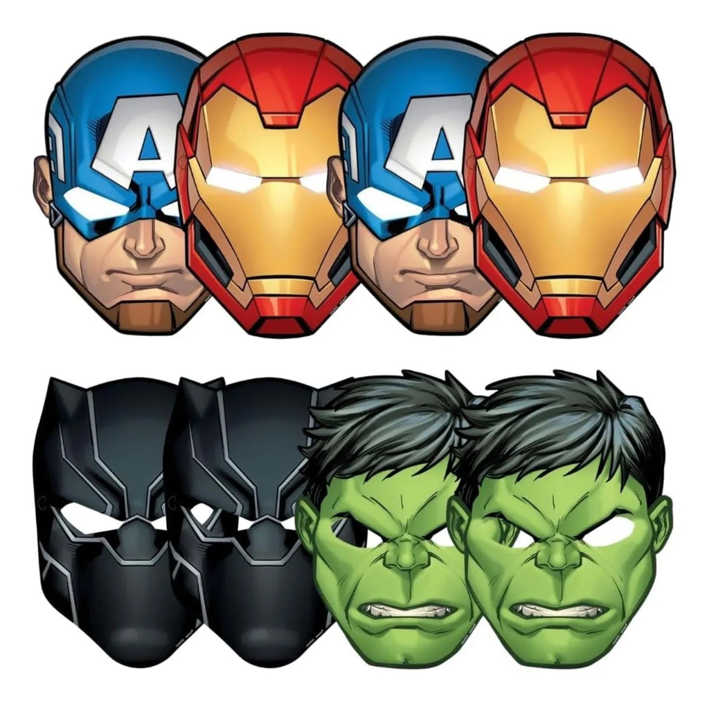 Mascaras Avengers Marvel Powers Unite Papel Fiesta 8 Piezas