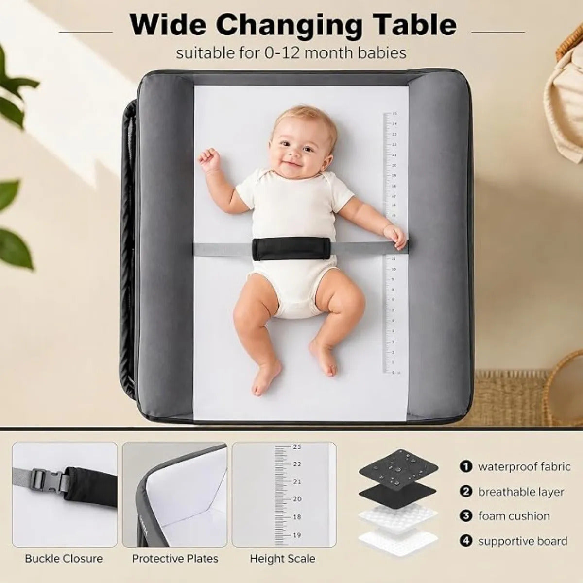 Cambiador Para Bebé Gris Infans Plegable Con Organizador