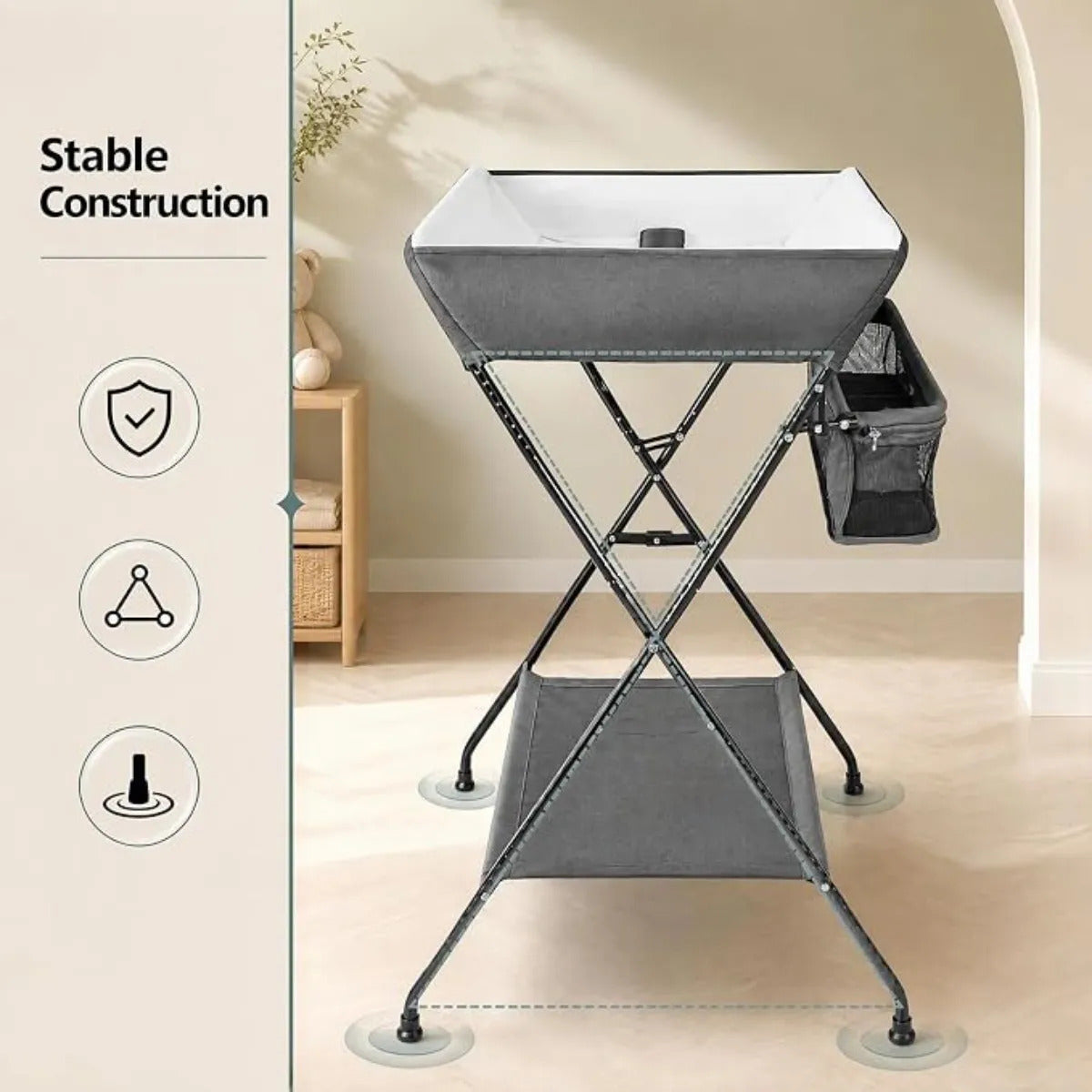 Cambiador Para Bebé Gris Infans Plegable Con Organizador