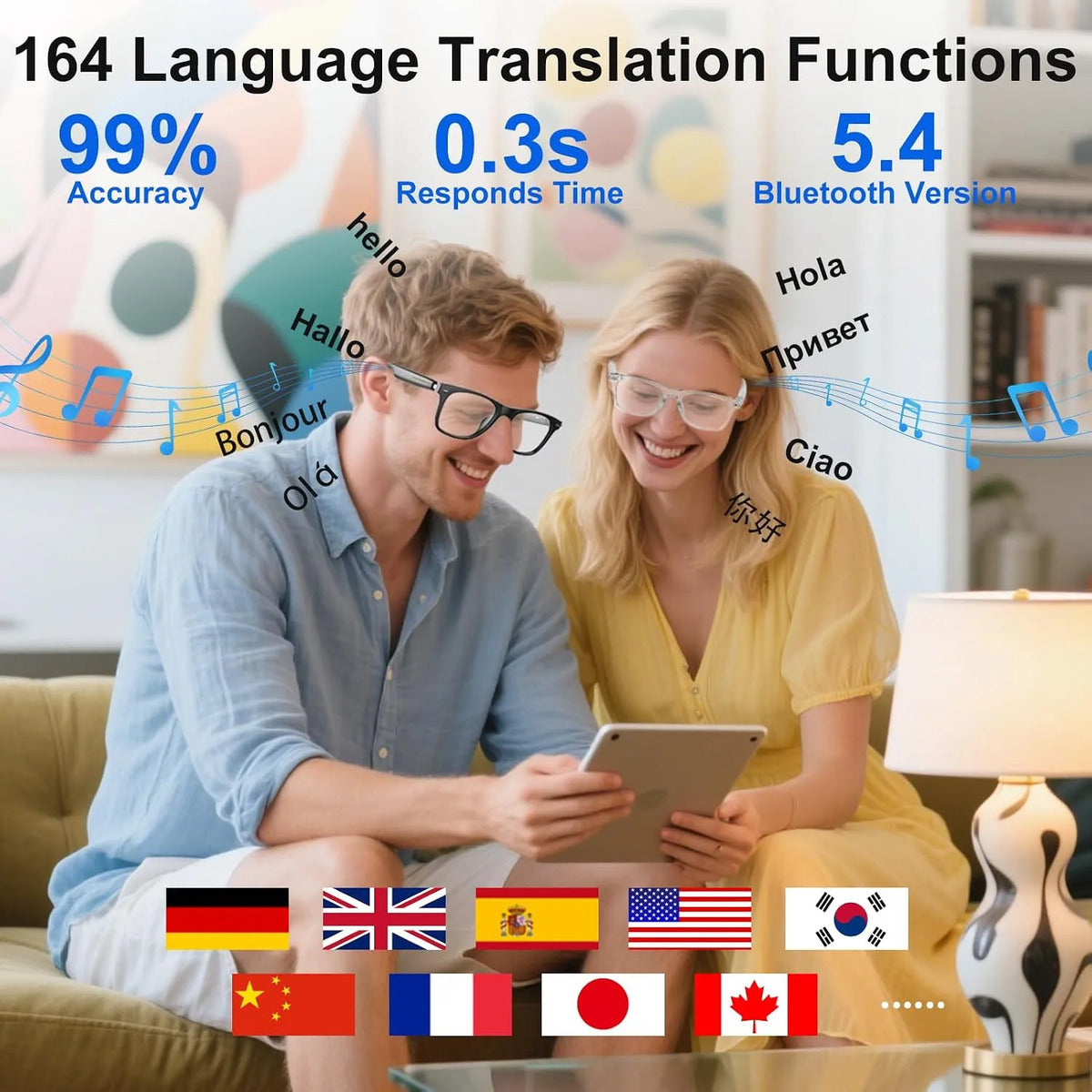Lentes Inteligentes Ai Traductor Bluetooth