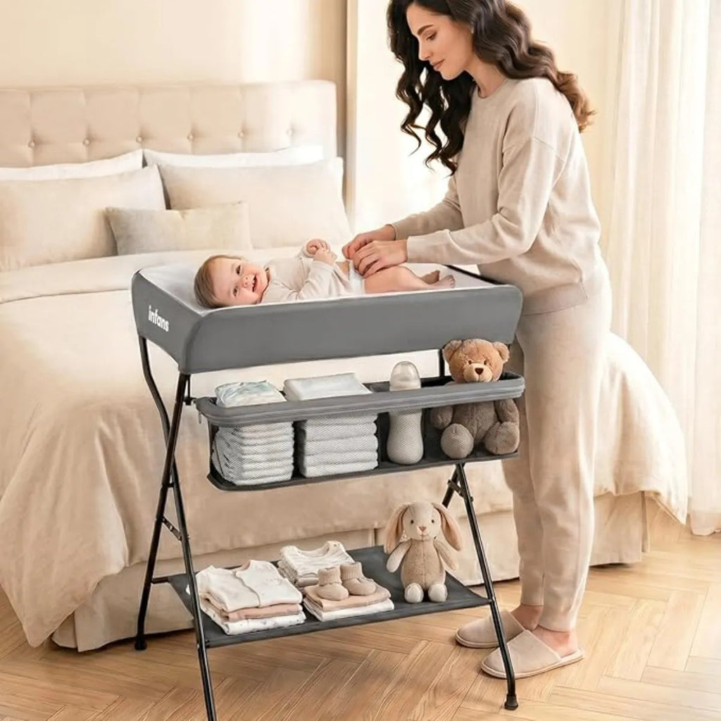 Cambiador Para Bebé Gris Infans Plegable Con Organizador