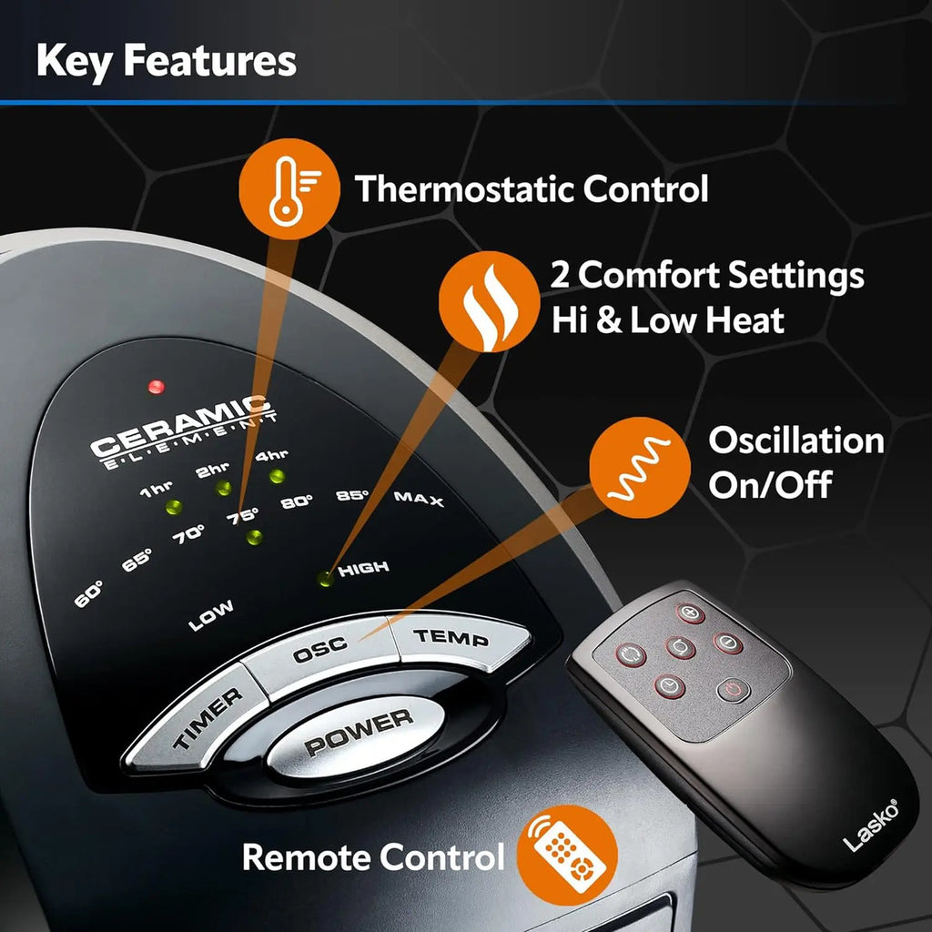 Calentador Lasko Calefacción Portátil Oscilante Eléctrico