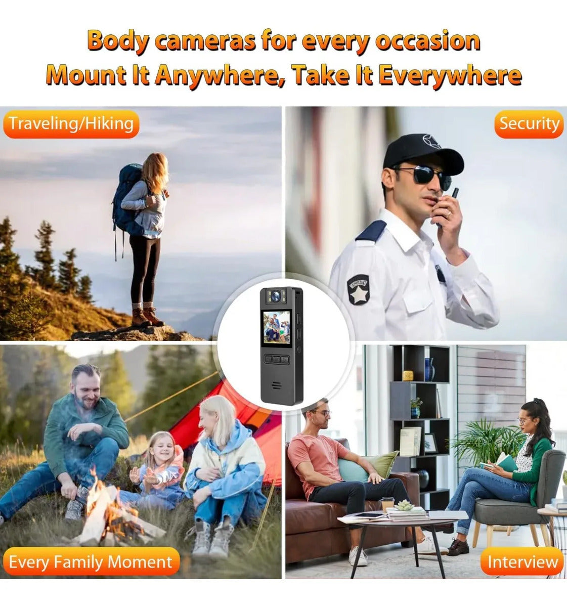 Camara Corporal Mini 64gb 1080p Lente 180 Policia Seguridad