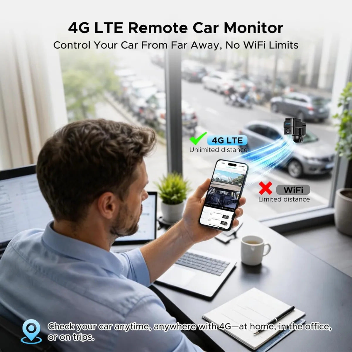 Cámara De Auto Lamtto 4g Lte Dual Frontal E Interior Gps Antirobo