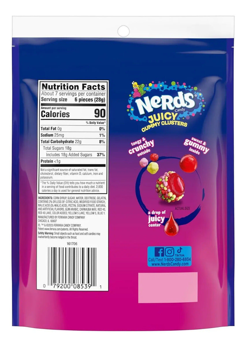 Nerds Gomitas Dulces Gummy Clusters Fresa Punch Bolsa 200g