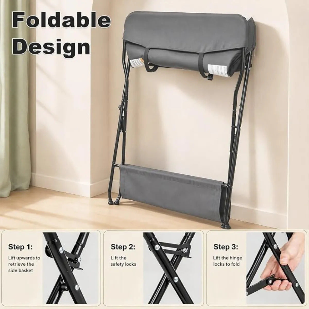 Cambiador Para Bebé Gris Infans Plegable Con Organizador