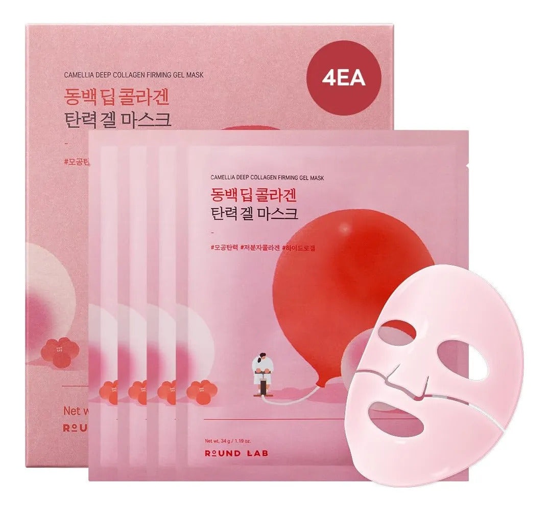 Round Lab Mascarilla Facial Colágeno Camelia 4 Piezas