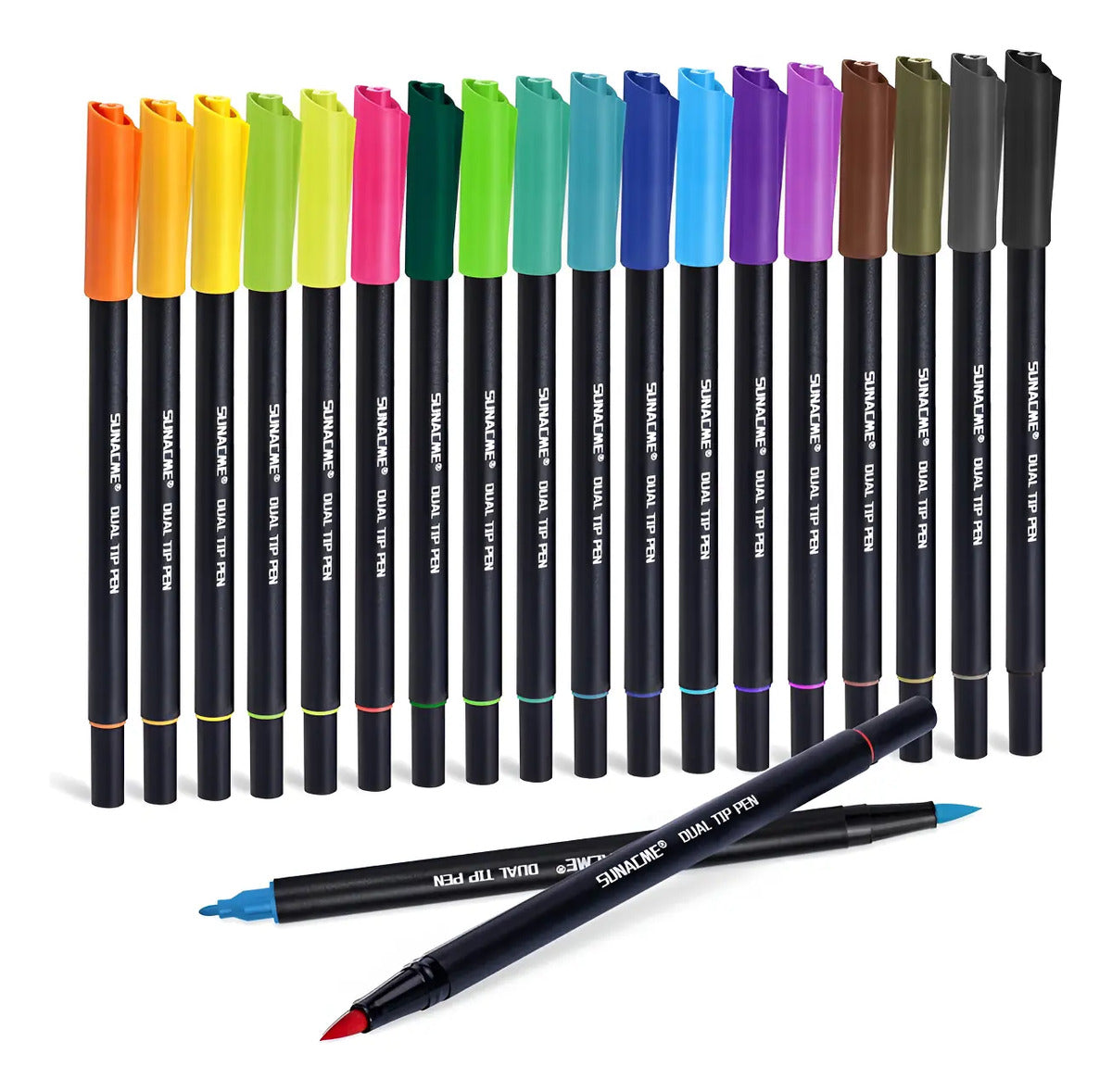 18 X Sunacme Marcadores Doble Punta Plumones Punta Pincel